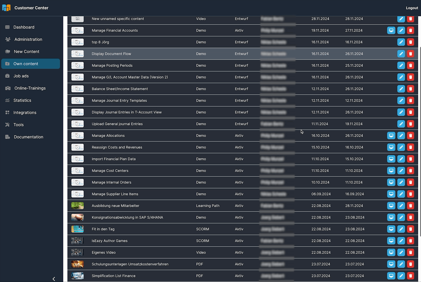 独自のPDF、ビデオ、またはSCORMファイルを使用して、当社の標準学習コンテンツを強化できます。